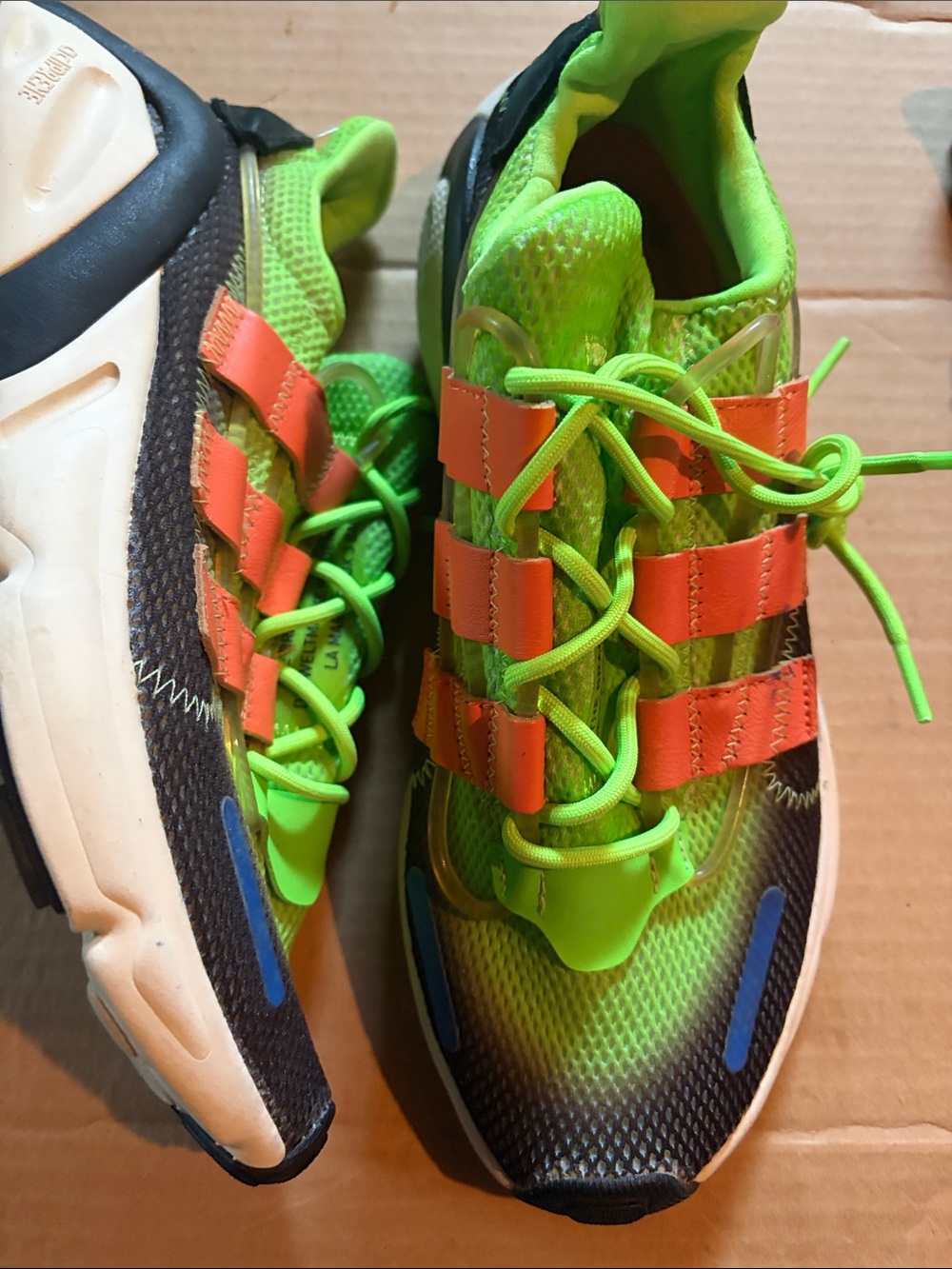 Adidas Neon Green and Orange Athletic Sneakers men size 8.5 track SALE $15